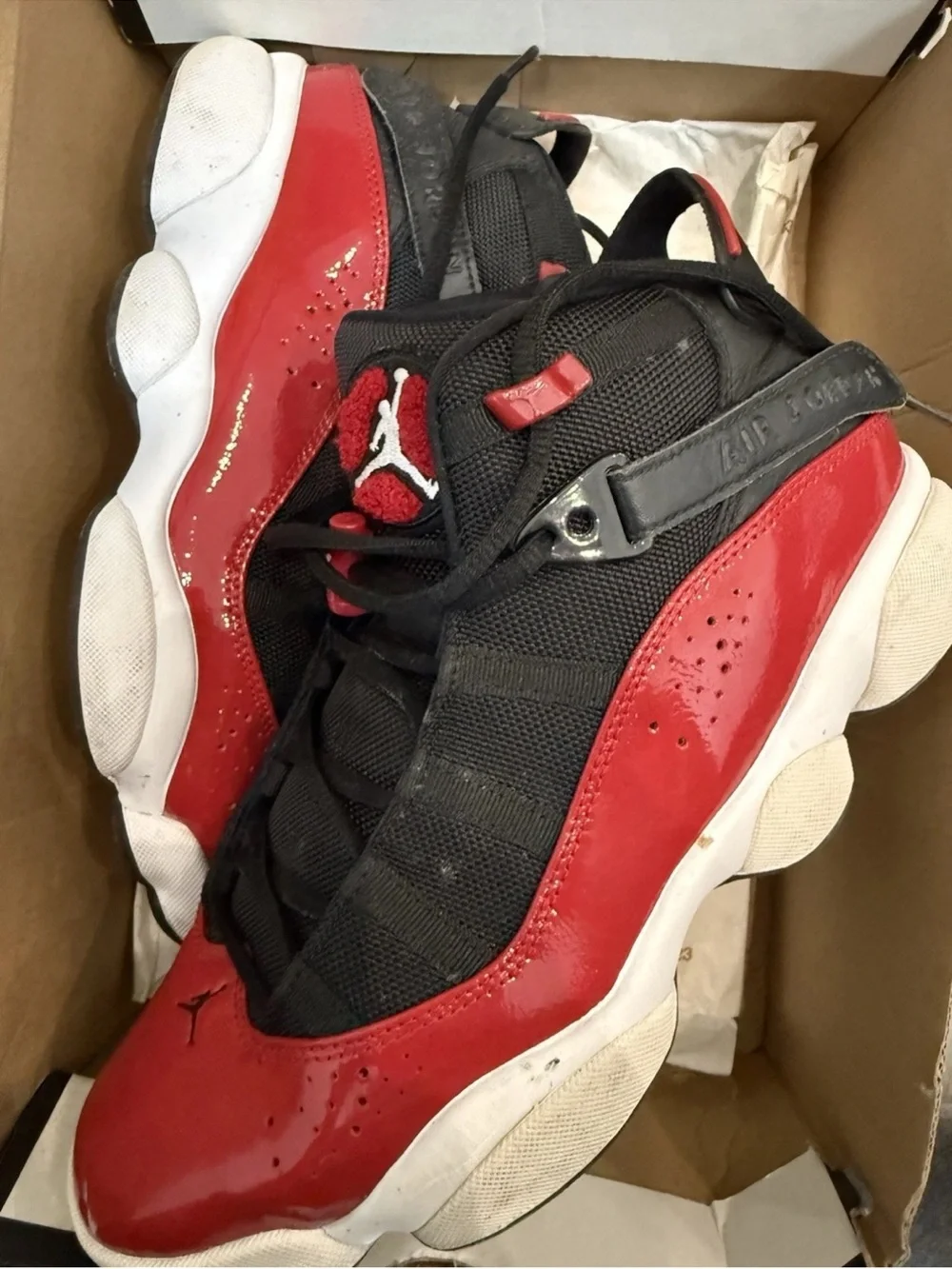 Jordan 6 Rings Black, White & Gym Red Sneakers